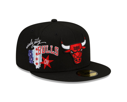 Chicago Bulls New Era City Cluster State Inspired 59FIFTY Fitted Hat
