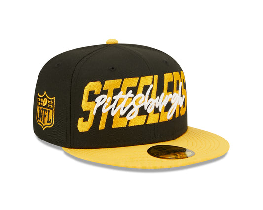 Pittsburgh Steelers New Era Draft On Stage 59FIFTY Fitted Hat - Black / Yellow
