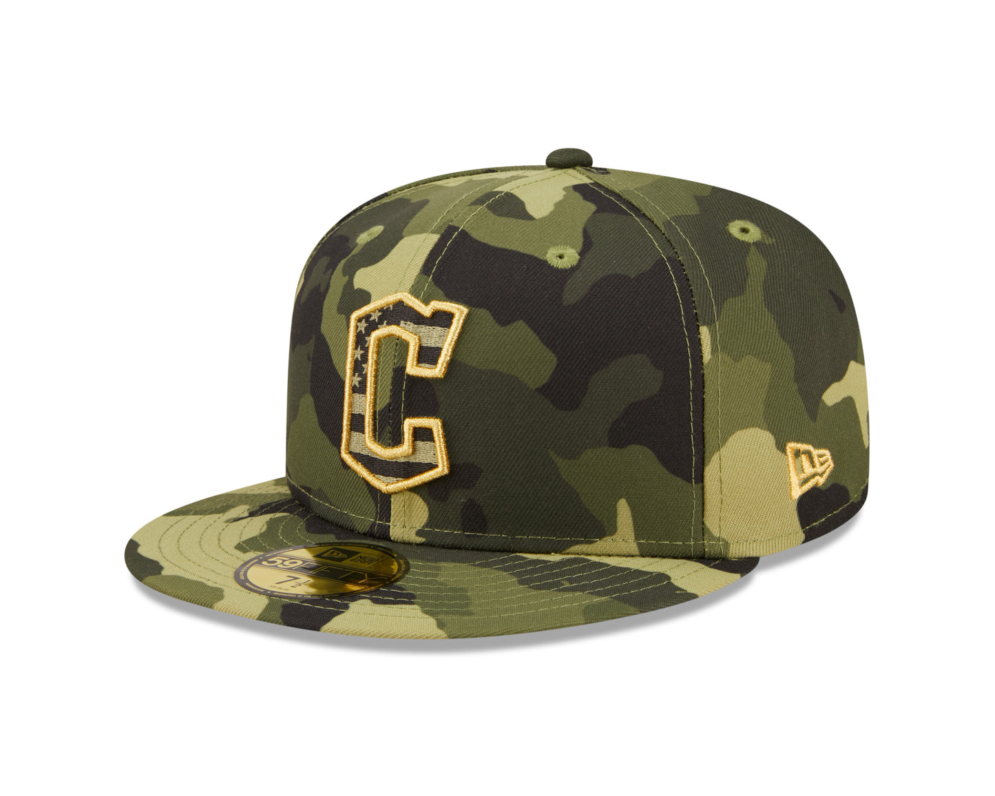 Cleveland Guardians New Era Camo Armed Forces On-Field 59FIFTY Fitted Hat
