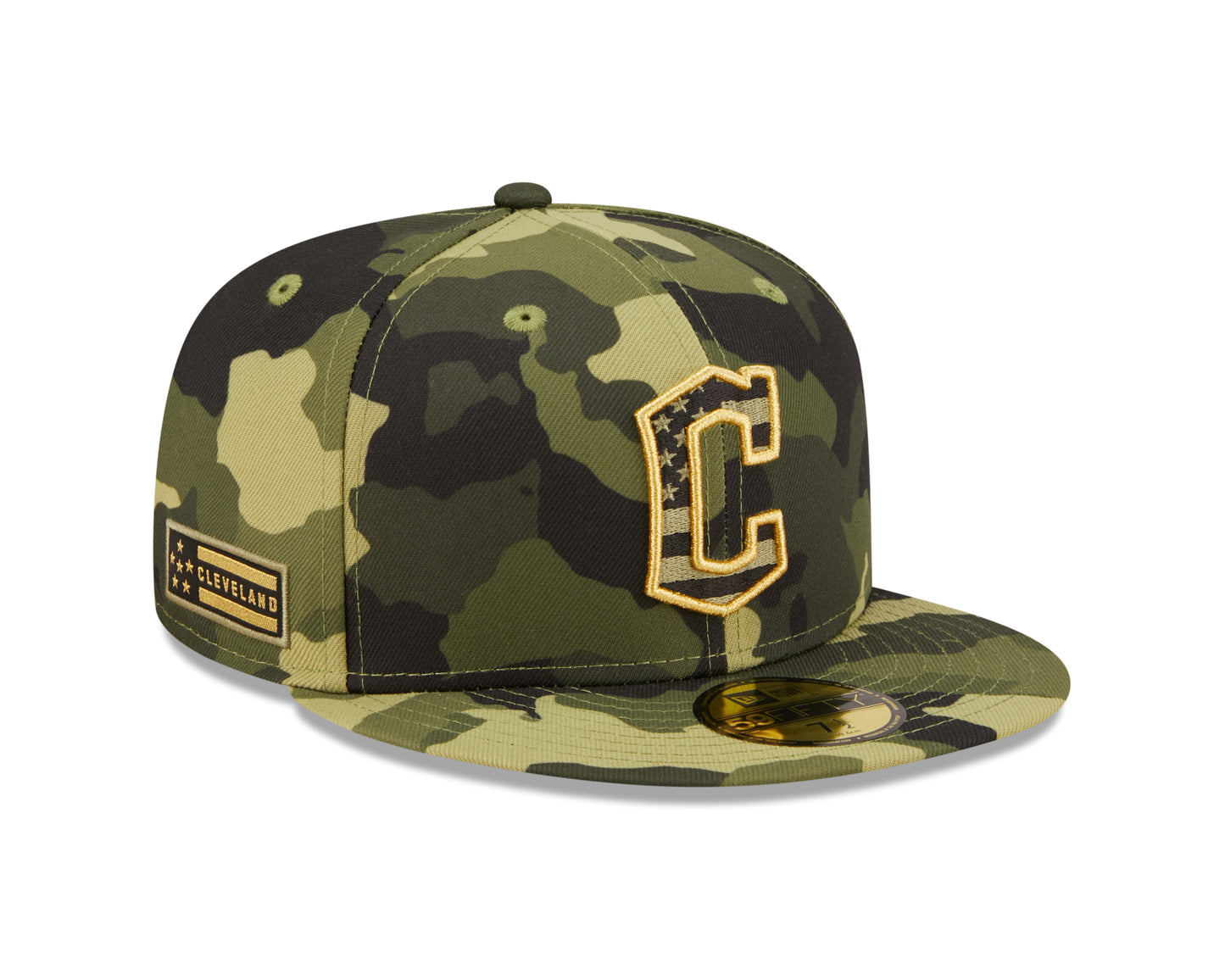 Cleveland Guardians New Era Camo Armed Forces On-Field 59FIFTY Fitted Hat