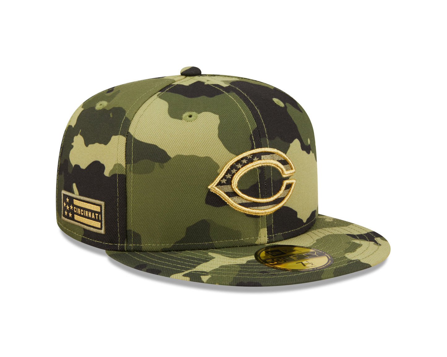 Cincinnati Reds New Era Camo Armed Forces On-Field 59FIFTY Fitted Hat