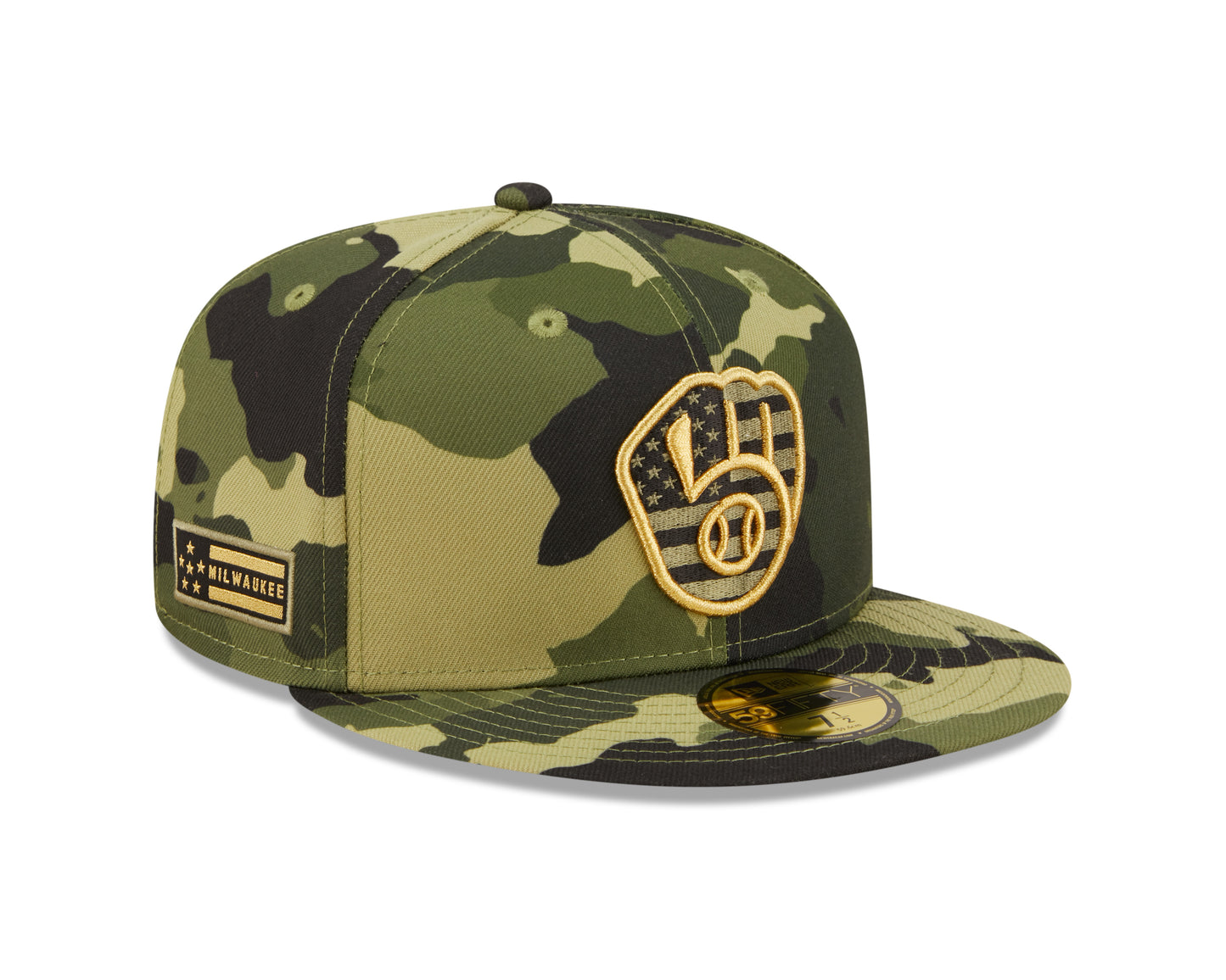 Milwaukee Brewers New Era Camo Armed Forces On-Field 59FIFTY Fitted Hat