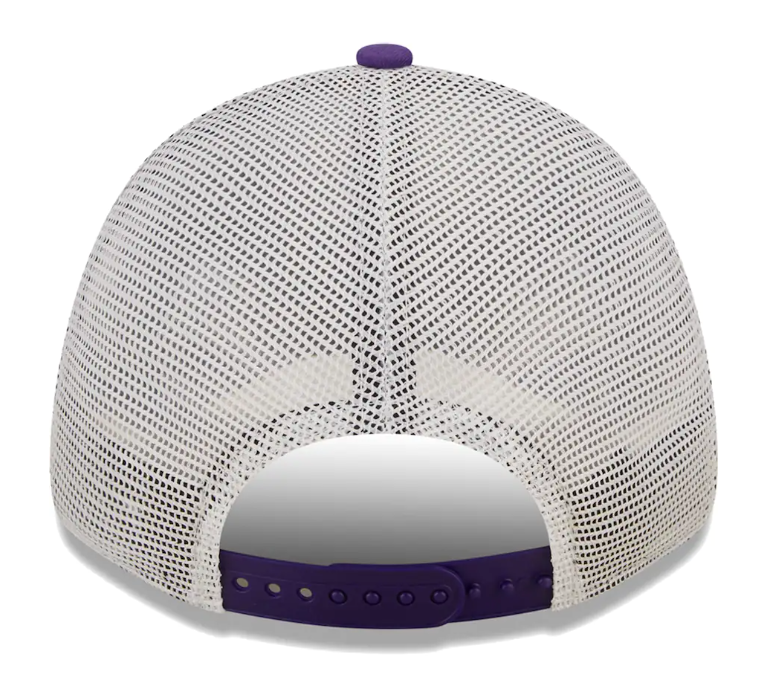 Minnesota Vikings New Era Logo Patch Trucker Mesh 9Forty Snap Back Hat - Purple