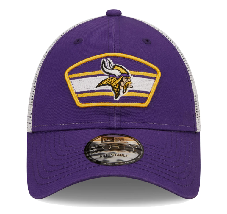 Minnesota Vikings New Era Logo Patch Trucker Mesh 9Forty Snap Back Hat - Purple