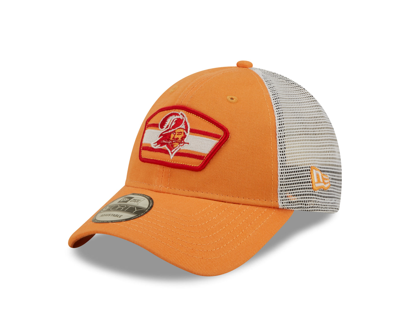 Tampa Bay Buccaneers New Era Logo Patch Trucker Mesh 9Forty Snap Back Hat - Orange