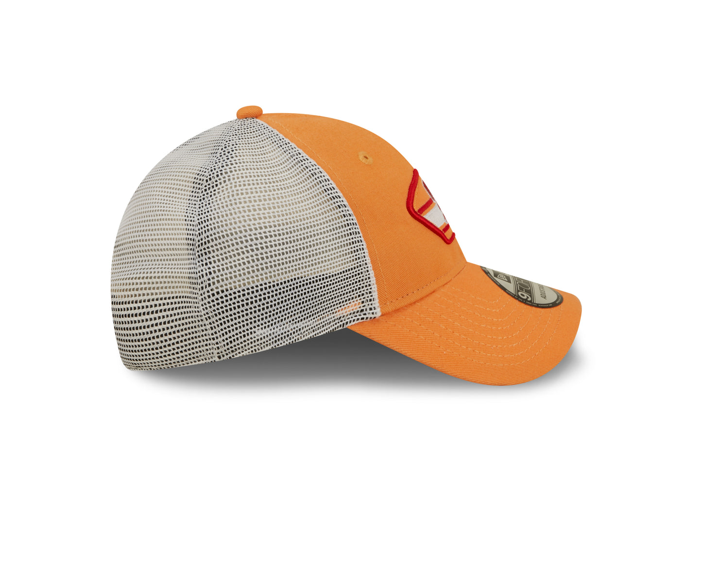 Tampa Bay Buccaneers New Era Logo Patch Trucker Mesh 9Forty Snap Back Hat - Orange