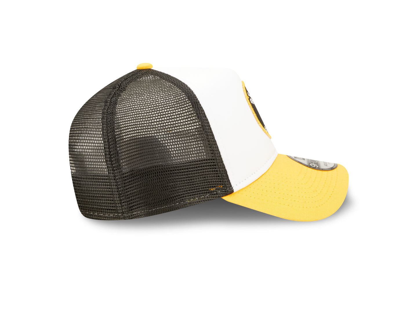 Pittsburgh Steelers New Era NFL Foam Patch Trucker Mesh Hat 9FORTY - Black