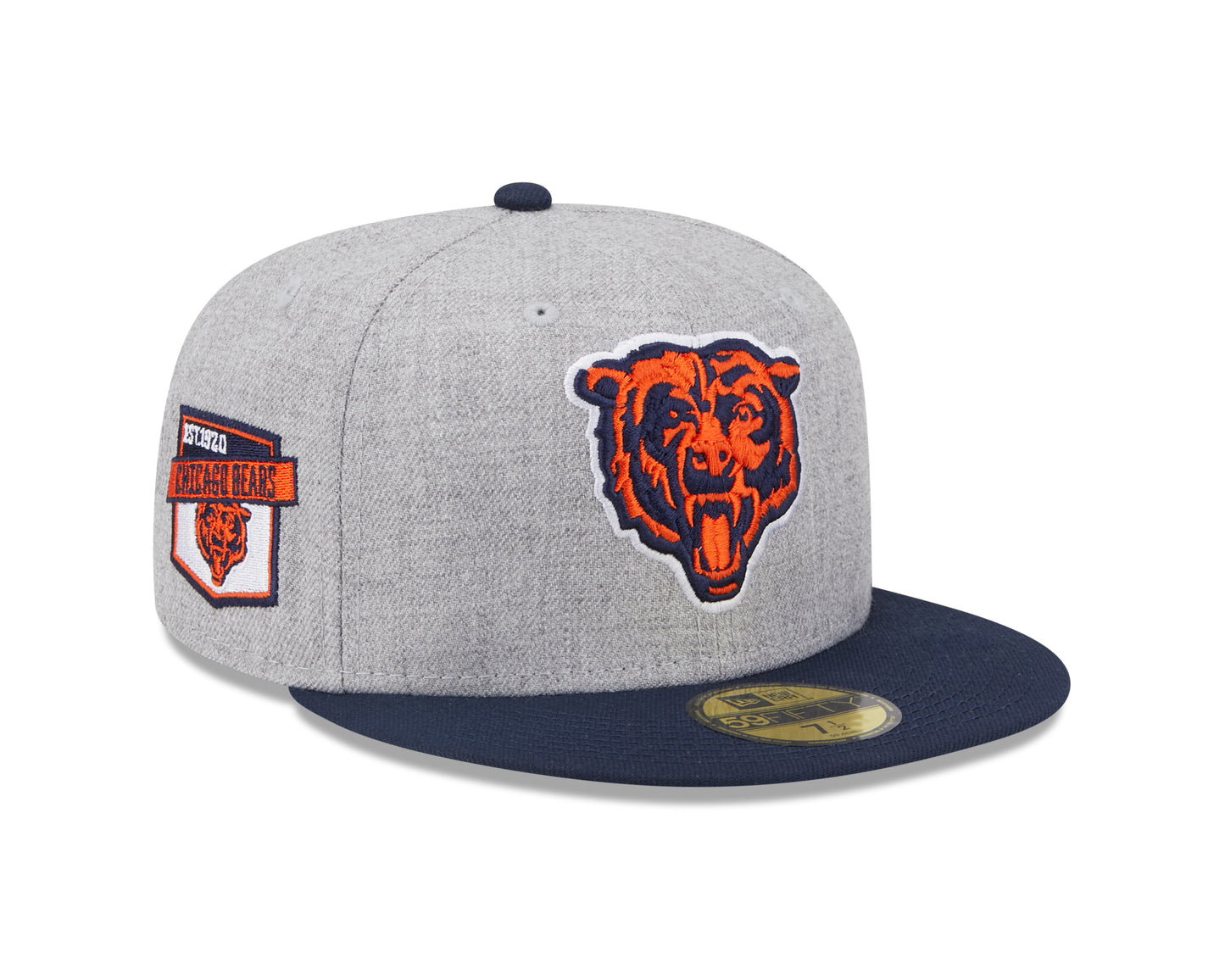 Chicago Bears New Era Heather Side Patch 59FIFTY Fitted Hat - Gray