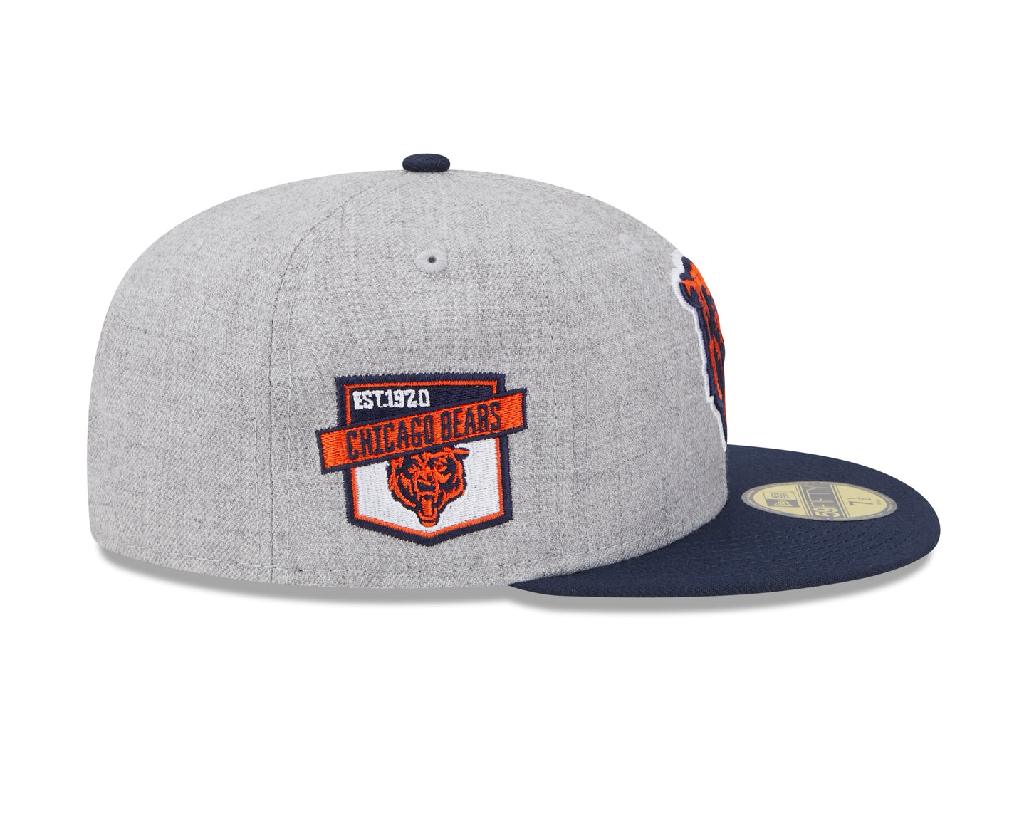 Chicago Bears New Era Heather Side Patch 59FIFTY Fitted Hat - Gray