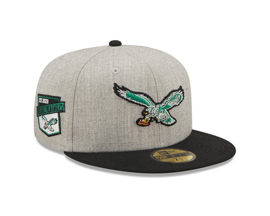 Philadelphia Eagles New Era Establish Year Heather Side Patch 59FIFTY Fitted Hat