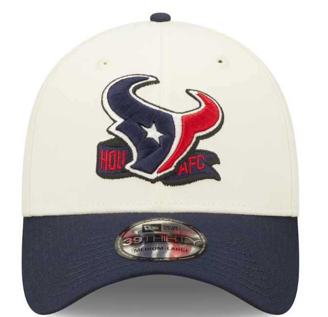 Houston Texans New Era Sideline Banner 39THIRTY Flex Fit Hat - Cream