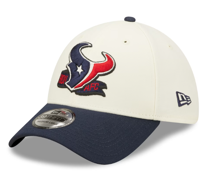 Houston Texans New Era Sideline Banner 39THIRTY Flex Fit Hat - Cream