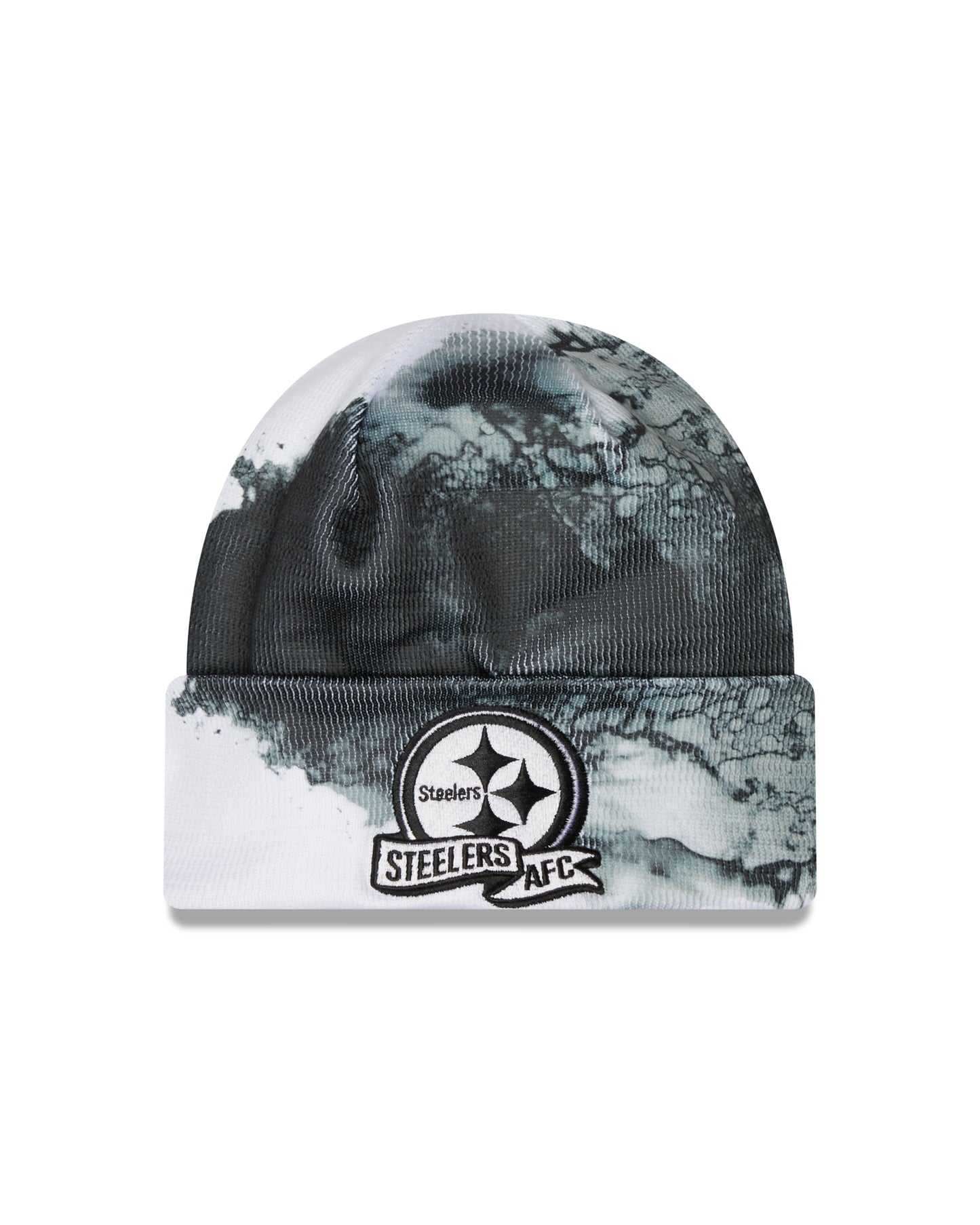 Pittsburgh Steelers New Era Sideline Ink Dye Cuffed Knit Hat - Black/White