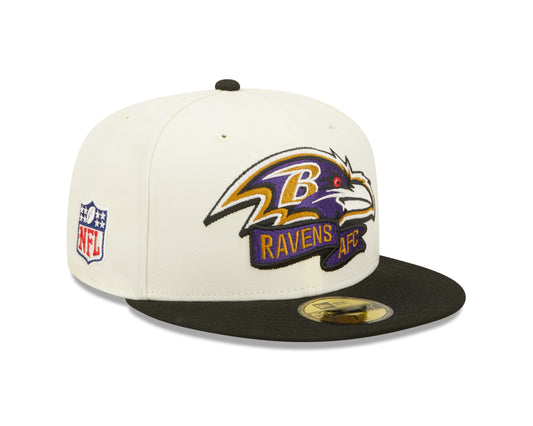 Baltimore Ravens New Era NFL Sideline 59fifty Fitted Hat - Cream