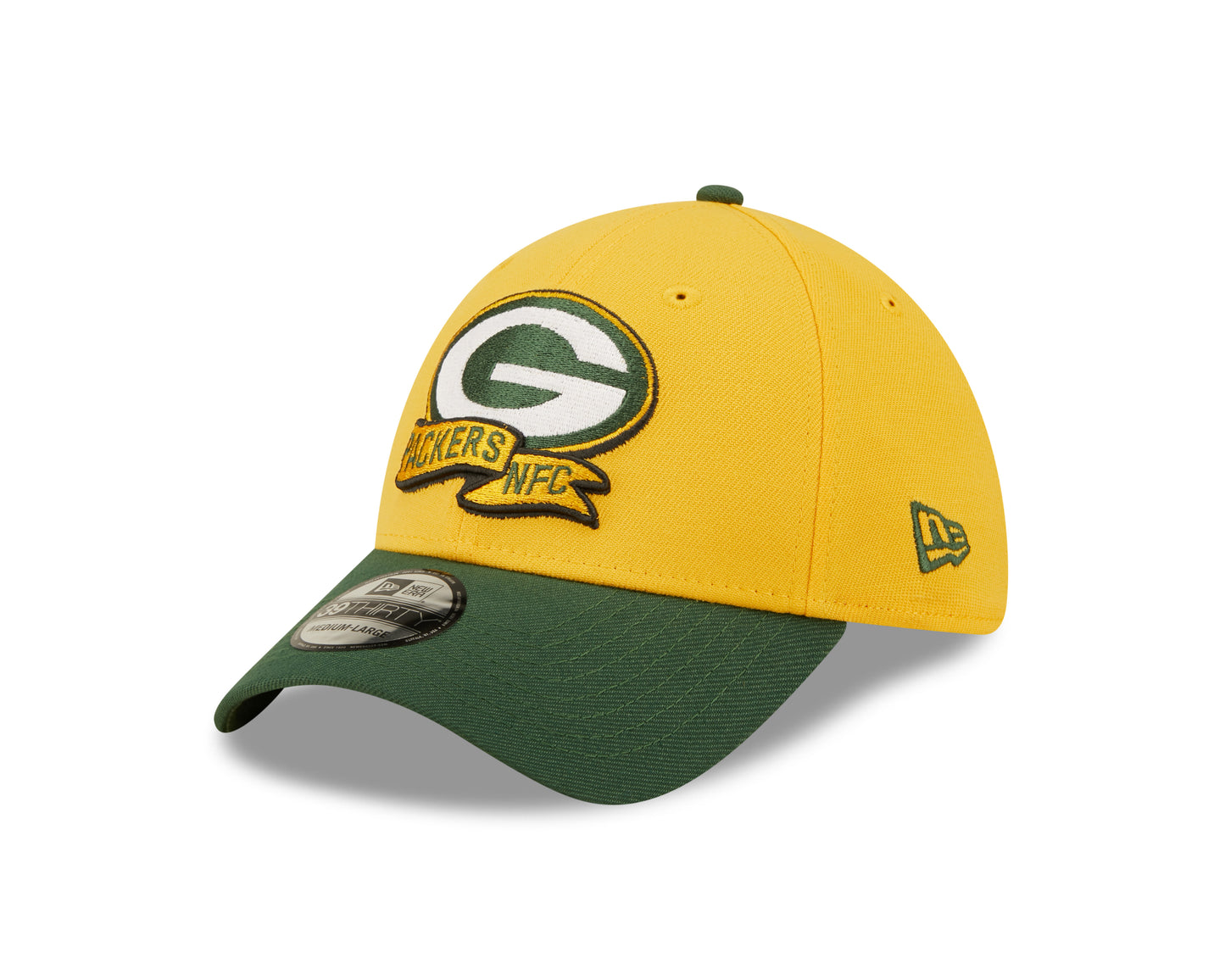 Green Bay Packers New Era Sideline Banner Team Colors 39THIRTY Flex Hat - Yellow