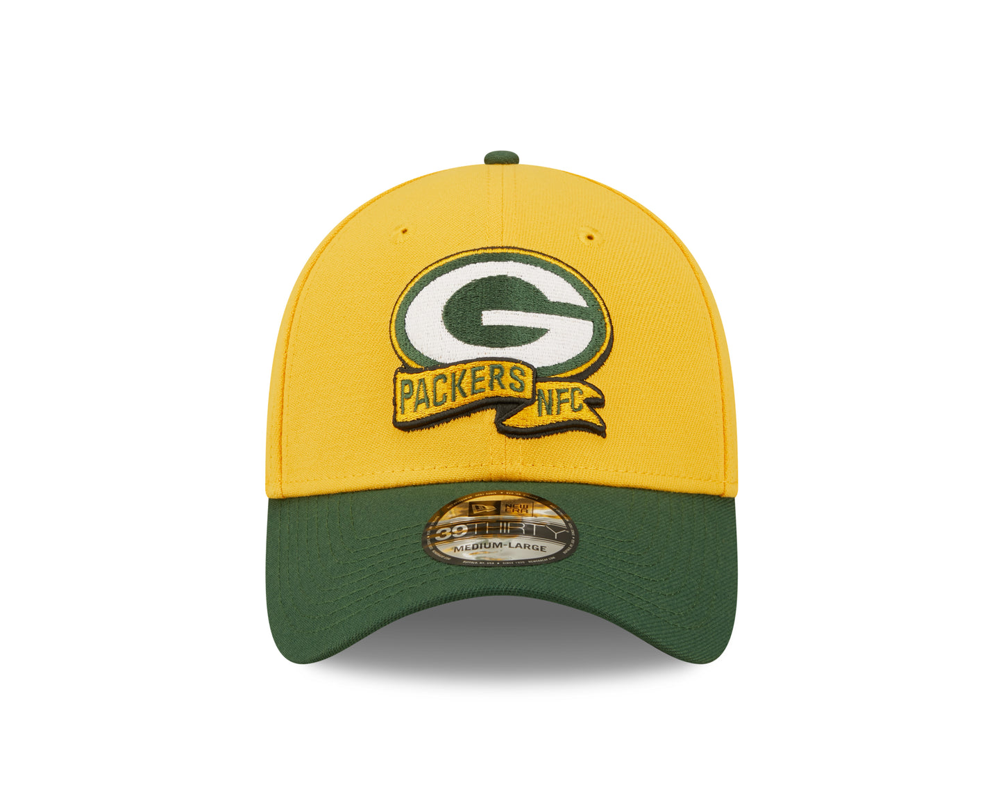 Green Bay Packers New Era Sideline Banner Team Colors 39THIRTY Flex Hat - Yellow