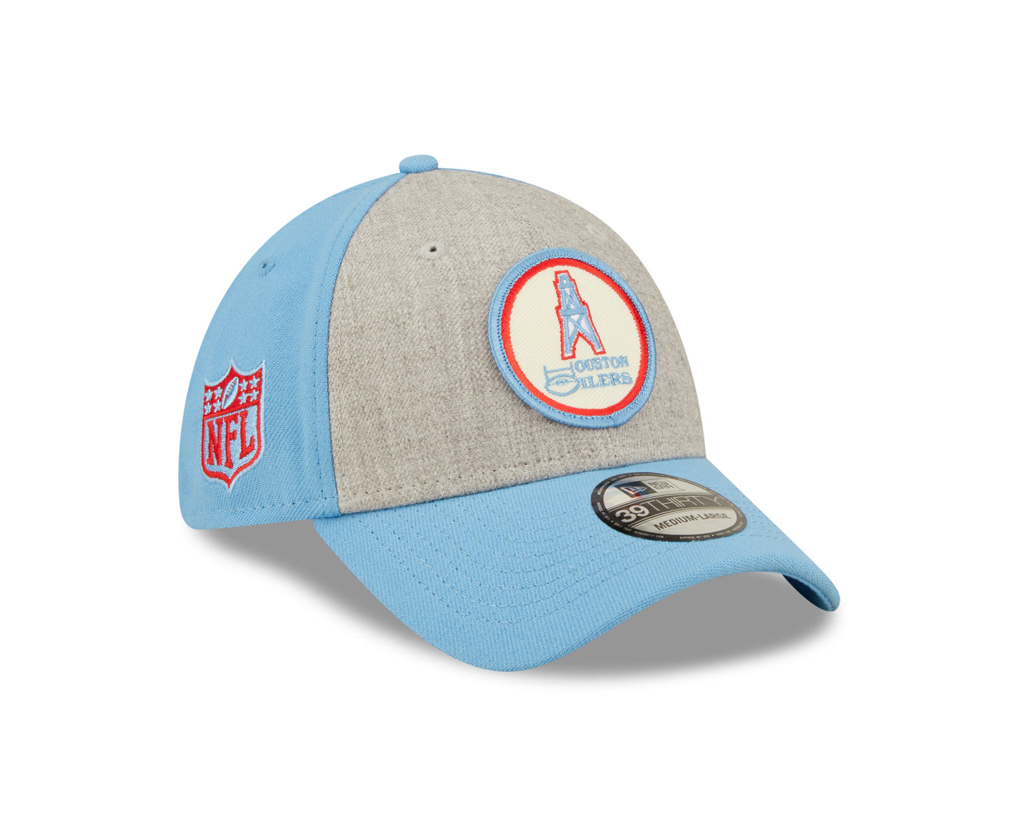 Houston Oilers New Era Historic Sideline 39THIRTY Flex Hat - Heather