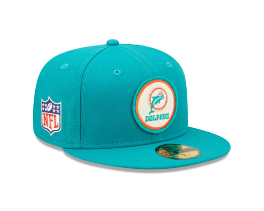 Miami Dolphins New Era Sideline 59FIFTY Historic Fitted Hat- Aqua