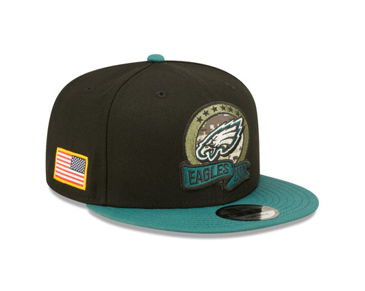 Philadelphia Eagles New Era Salute To Service 9FIFTY Adjustable Hat - Black
