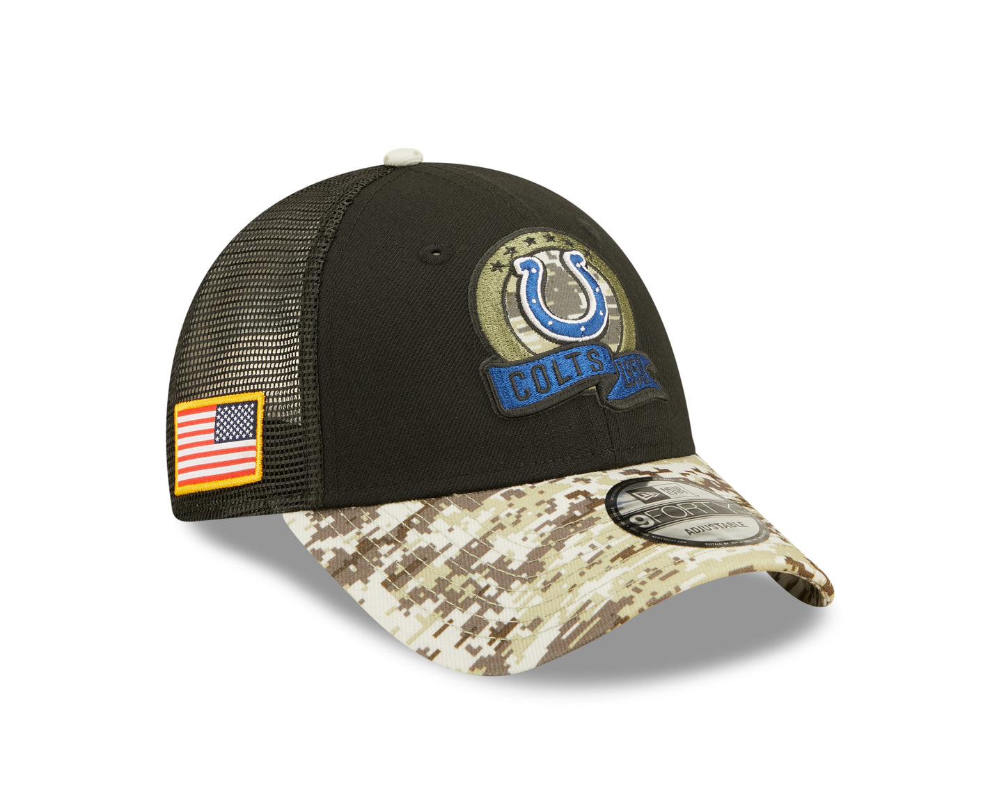 Indianapolis Colts New Era Salute To Service 9FORTY Adjustable Hat - Black