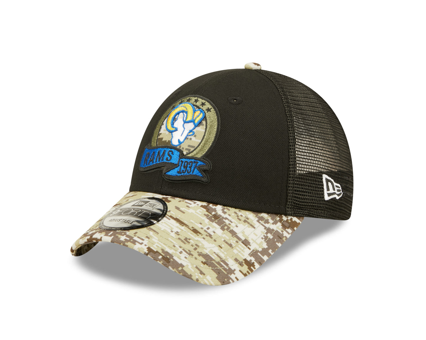 Los Angeles Rams New Era Salute To Service 9FORTY Adjustable Hat - Black
