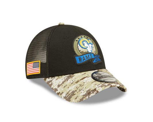 Los Angeles Rams New Era Salute To Service 9FORTY Adjustable Hat - Black