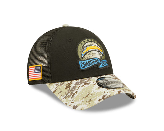 Los Angeles Chargers New Era Salute To Service 9FORTY Adjustable Hat - Black