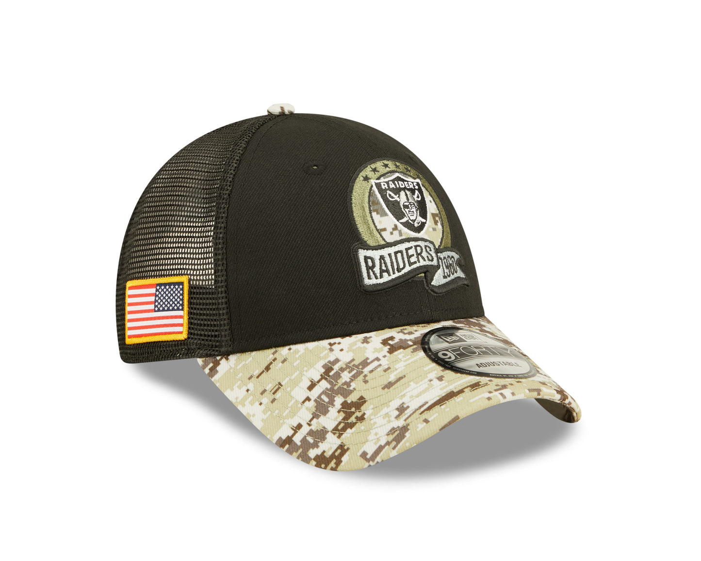 Las Vegas Raiders New Era Salute To Service 9FORTY Adjustable Hat - Black