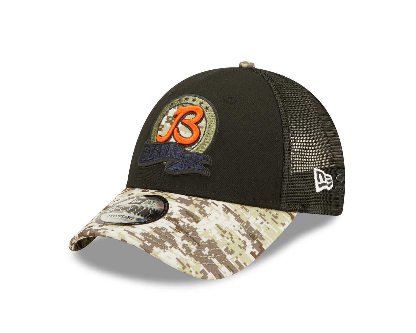 Chicago Bears New Era Salute To Service 9FORTY Adjustable Hat - Black