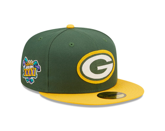 Green Bay Packers New Era Super Bowl Series Letterman 59FIFTY Fitted Hat - Green