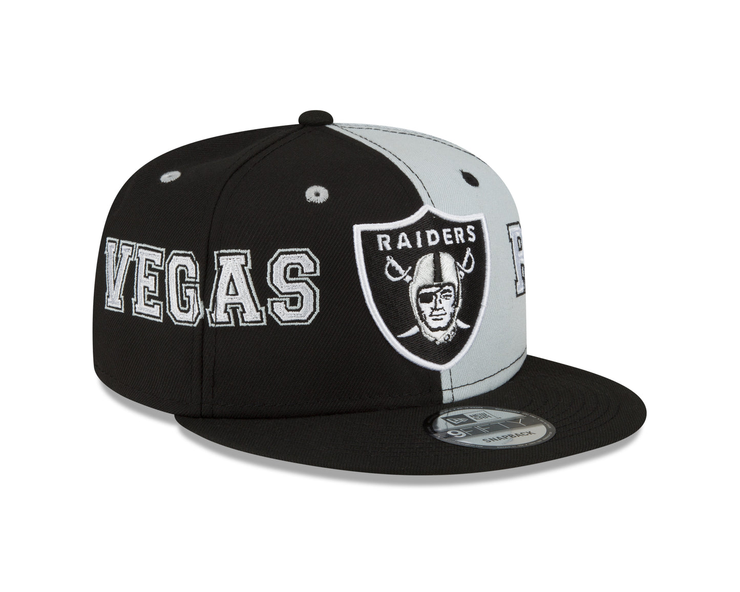 Las Vegas Raiders New Era Team Split 9FIFTY Snap Back Hat - Black/Gray