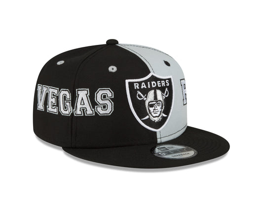 Las Vegas Raiders New Era Team Split 9FIFTY Snap Back Hat - Black/Gray