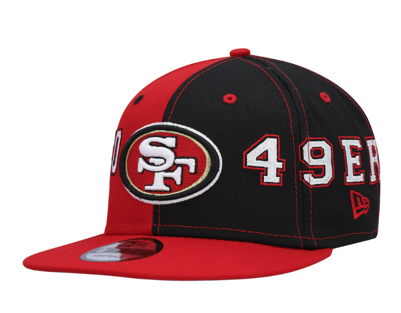 San Francisco 49ers New Era Team Split 9FIFTY Snap Back Hat - Red/Black