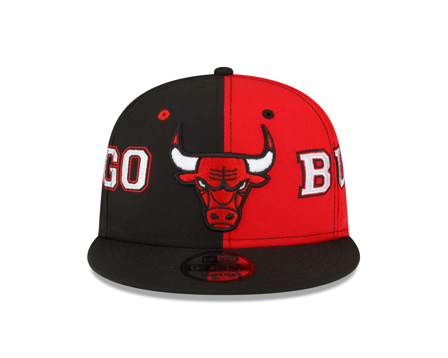 Chicago Bulls New Era Team Split 9FIFTY Snap Back Hat - Black/Red