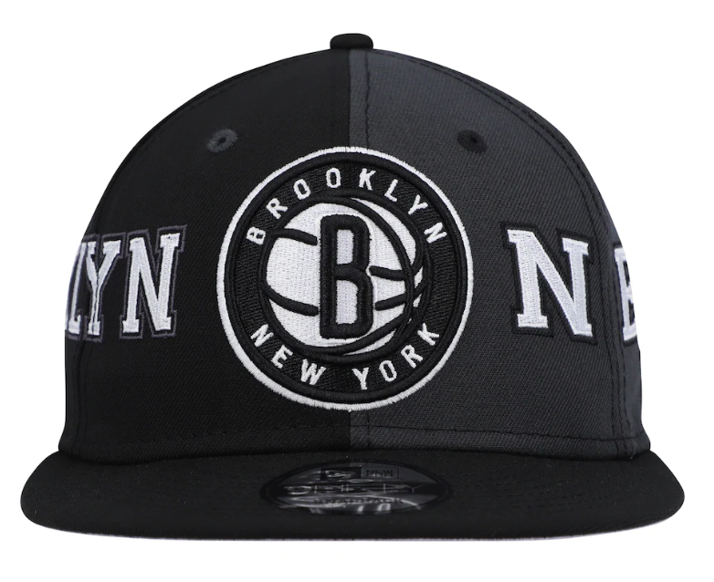 Brooklyn Nets New Era Team Split 9FIFTY Snap Back Hat - Black/Gray