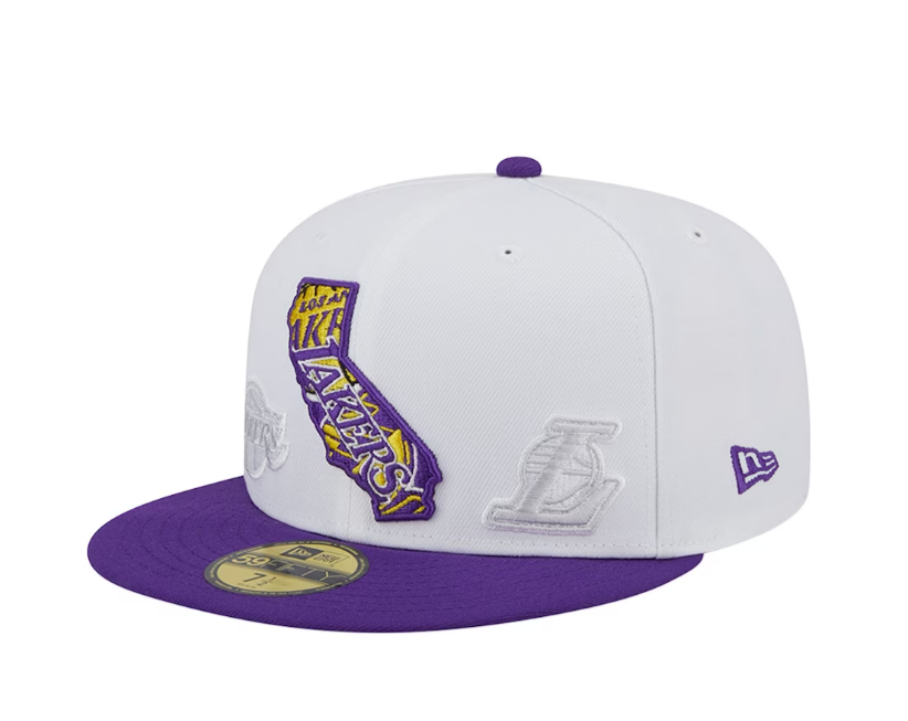 Los Angeles Lakers NBA New Era State 59FIFTY Fitted Hat - White
