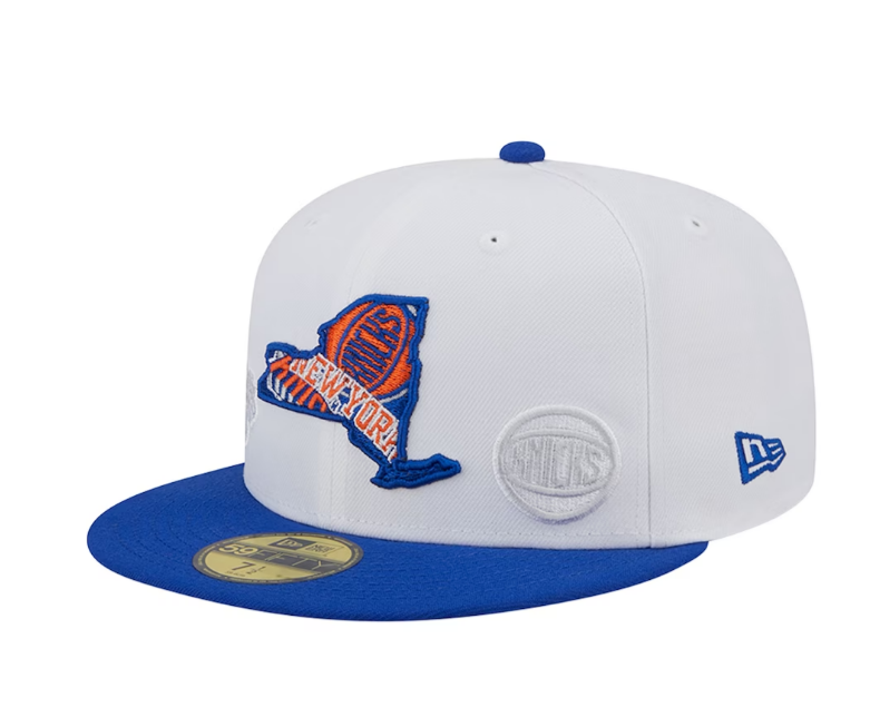 New York Knicks NBA New Era State 59FIFTY Fitted Hat - White