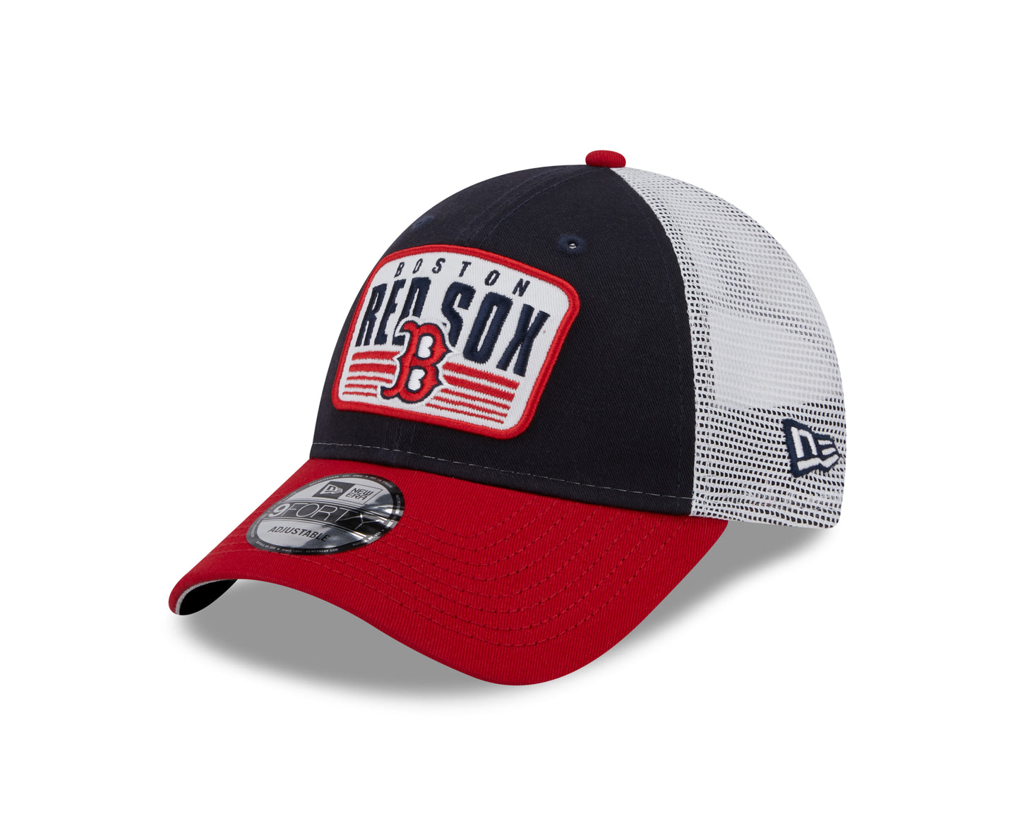 Boston Red Sox New Era Logo Patch Trucker 9FORTY Snapback Hat