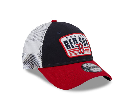 Boston Red Sox New Era Logo Patch Trucker 9FORTY Snapback Hat