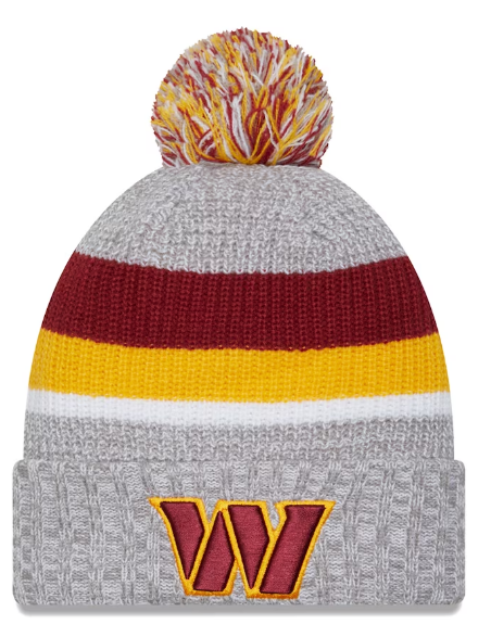 Washington Commanders New Era Cuffed Knit Hat with Pom - Heather Gray
