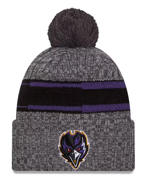 Baltimore Ravens New Era  Sideline Sport Knit Hat w/Ball Gray