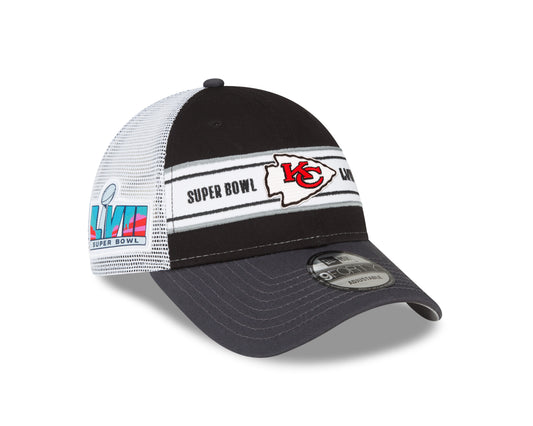 Kansas City Chiefs Super Bowl LVII 9FORTY Trucker Hat - Black