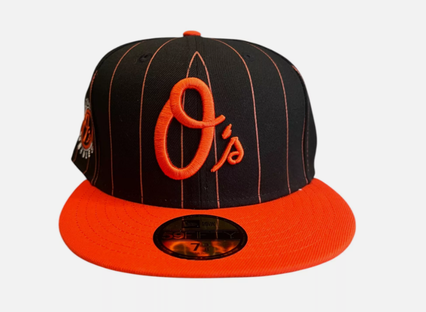Baltimore Orioles New Era Black Throwback Pinstripe 59Fifty Hat