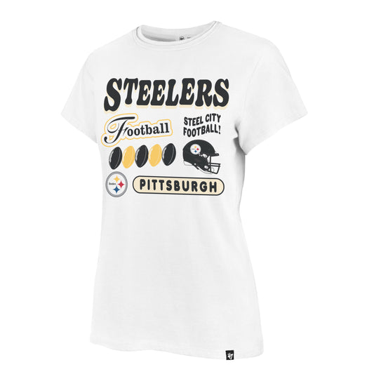 Pittsburgh Steelers '47 White Hurrah Frankie Women's T-Shirt