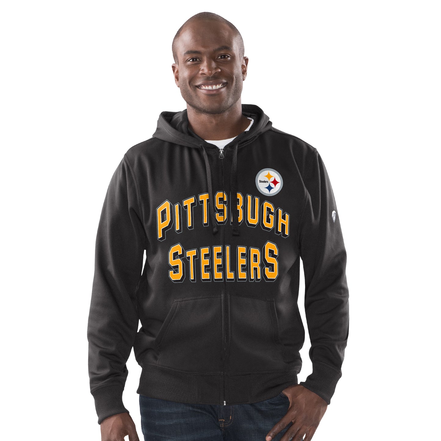 Pittsburgh Steelers Team Arena Full Zip Hood Mens Sweat Tops - Black