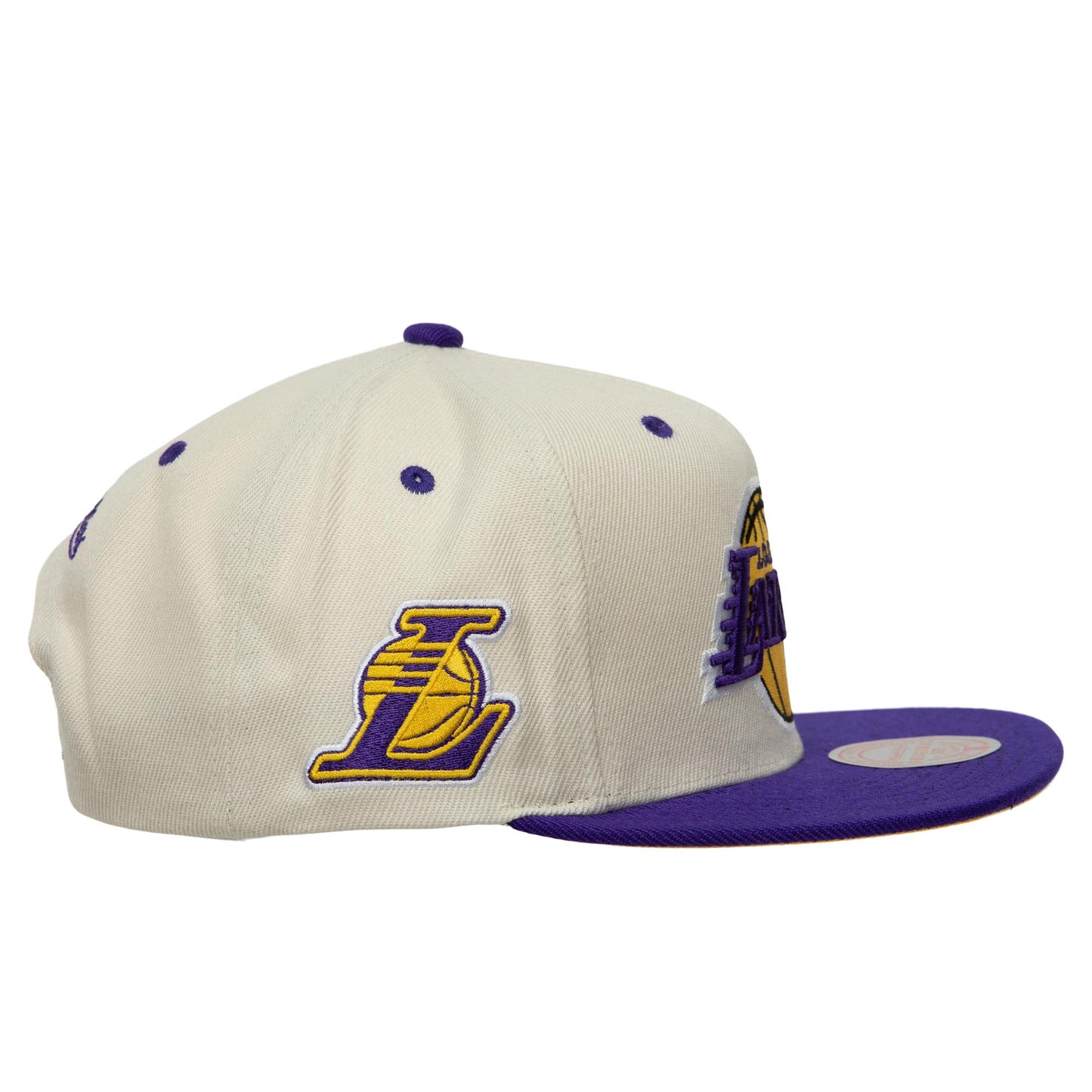 Los Angeles Lakers Mitchell & Ness Sail 2 Tone Snapback Hat - Cream