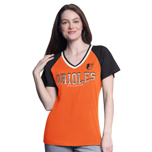 Baltimore Orioles G-III Ball Park Raglan Women's T-Shirt-Orange