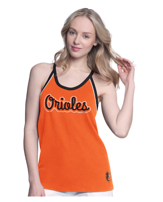 Baltimore Orioles G-III Women Curveball Tank Top- Orange
