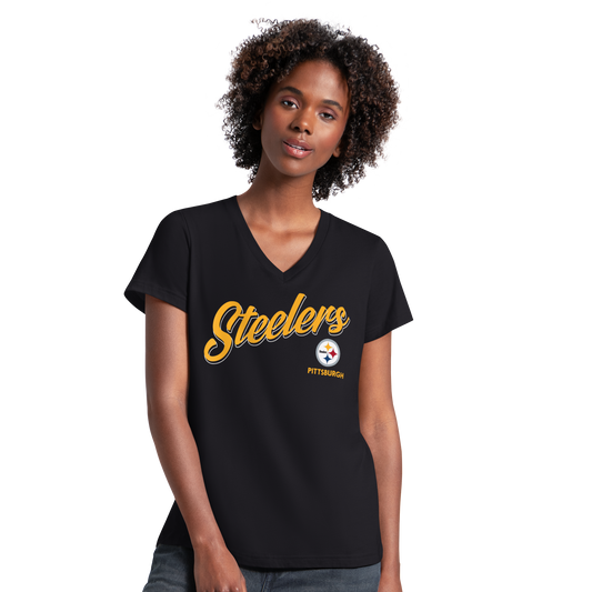 Pittsburgh Steelers G-III The Field Women's T-Shirt- Black
