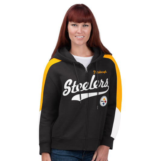 Pittsburgh Steelers Women's Victory Full Zip Hoodie - Black